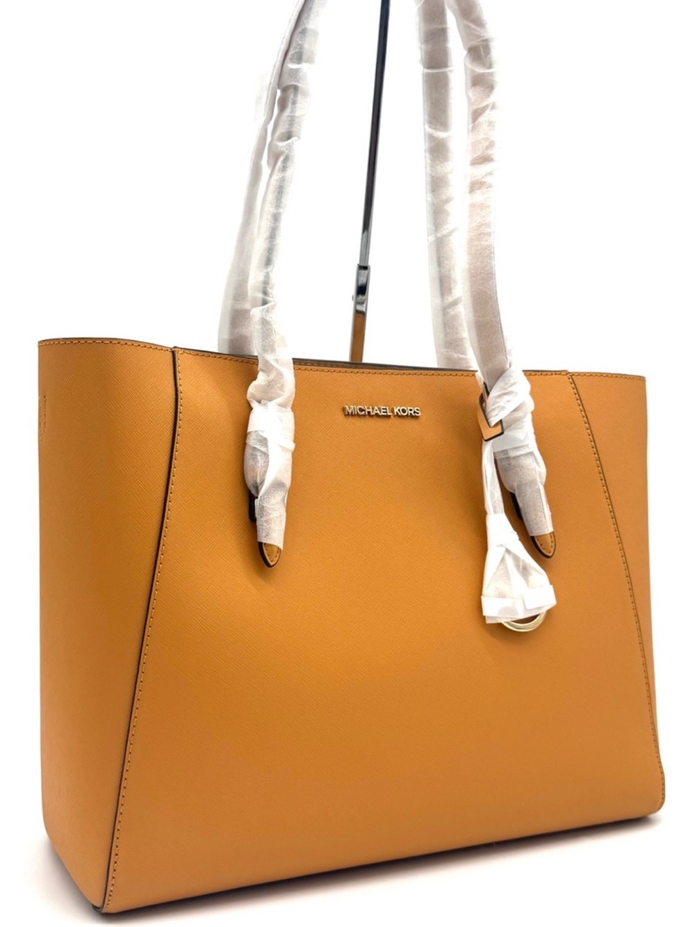 Michael Kors Charlotte LG Tote Bag 3 IN 1 Leather Shoulder Bag Cider